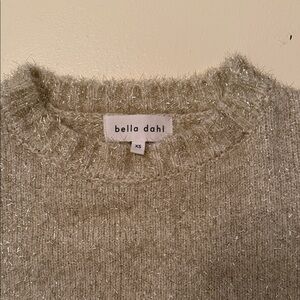 Bella Dahl Women's crop boxy fit fuzzy Gold Sweater